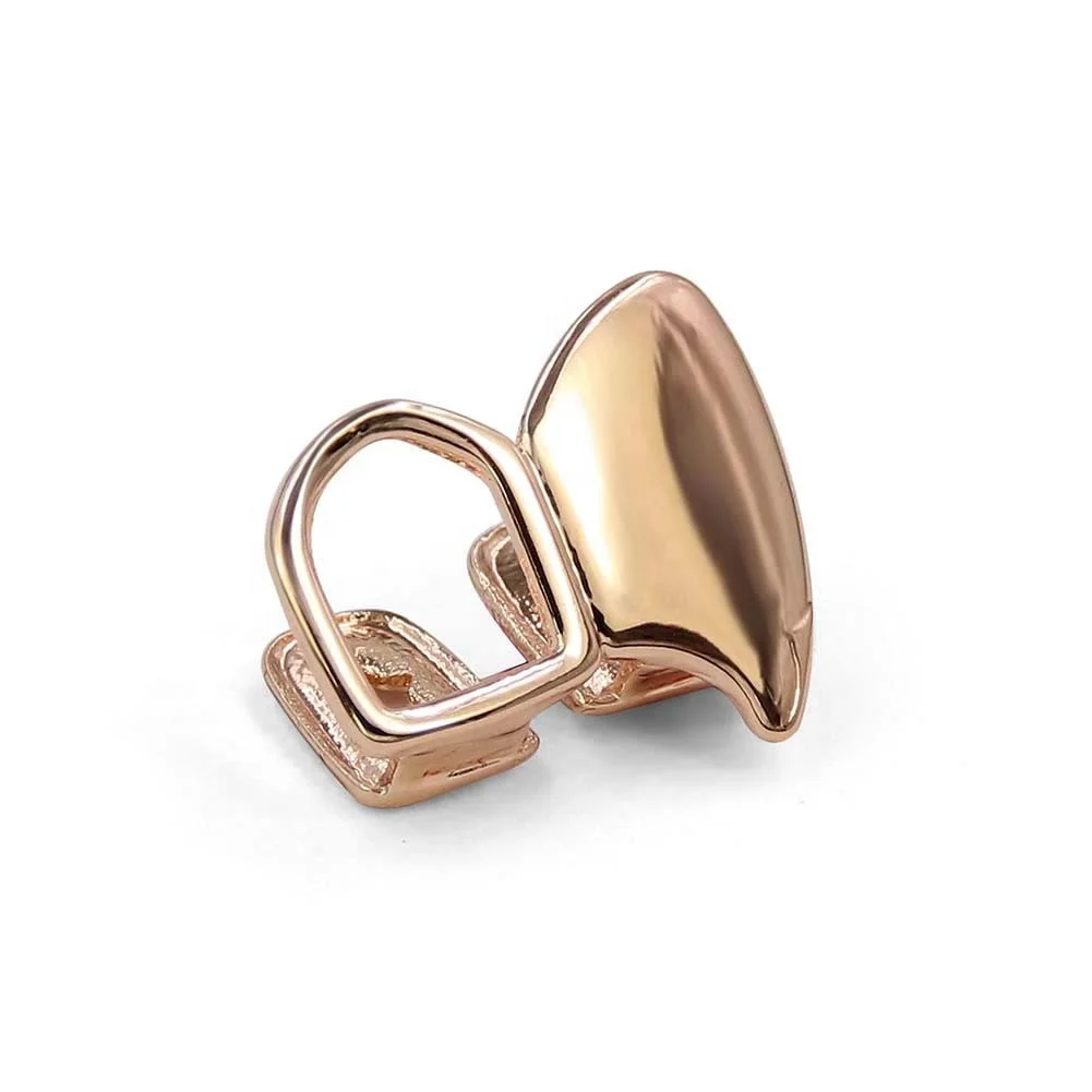 Double Heart Gold Tooth Grillz – Brass Zircon Tooth Jewelry For Women, Hip Hop Style Party Accessory