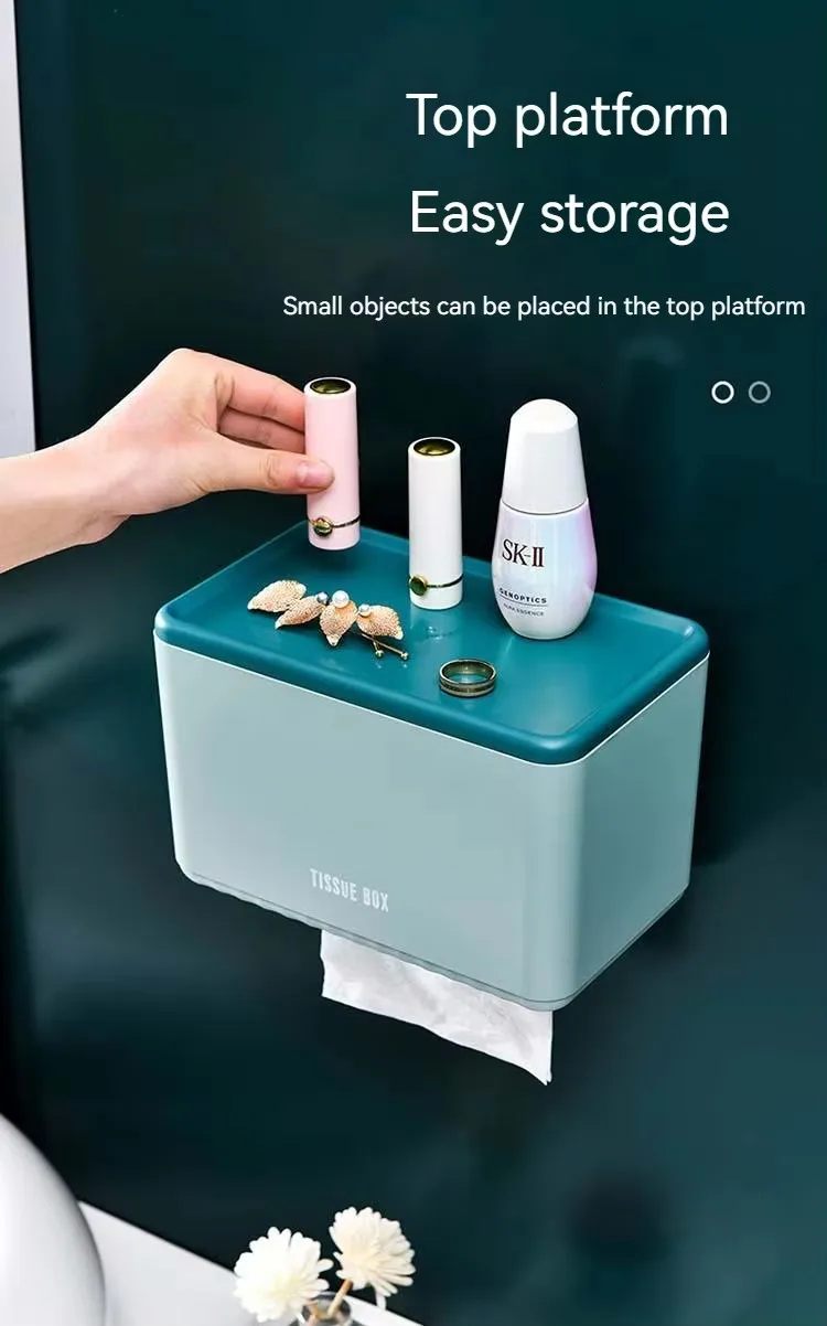 Hot Sale Modern Wall-Mounted Toilet Paper Rack Punching Free Waterproof Tissue Boxes Dispenser Mobile Phone Shelf for Bathroom details