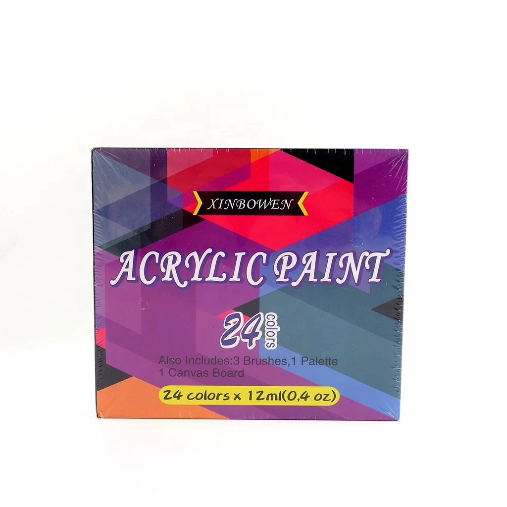 
 Набор из 24 трубок для акриловой краски, 12 мл, 24 цвета, с кисточкой и лотком для краски  