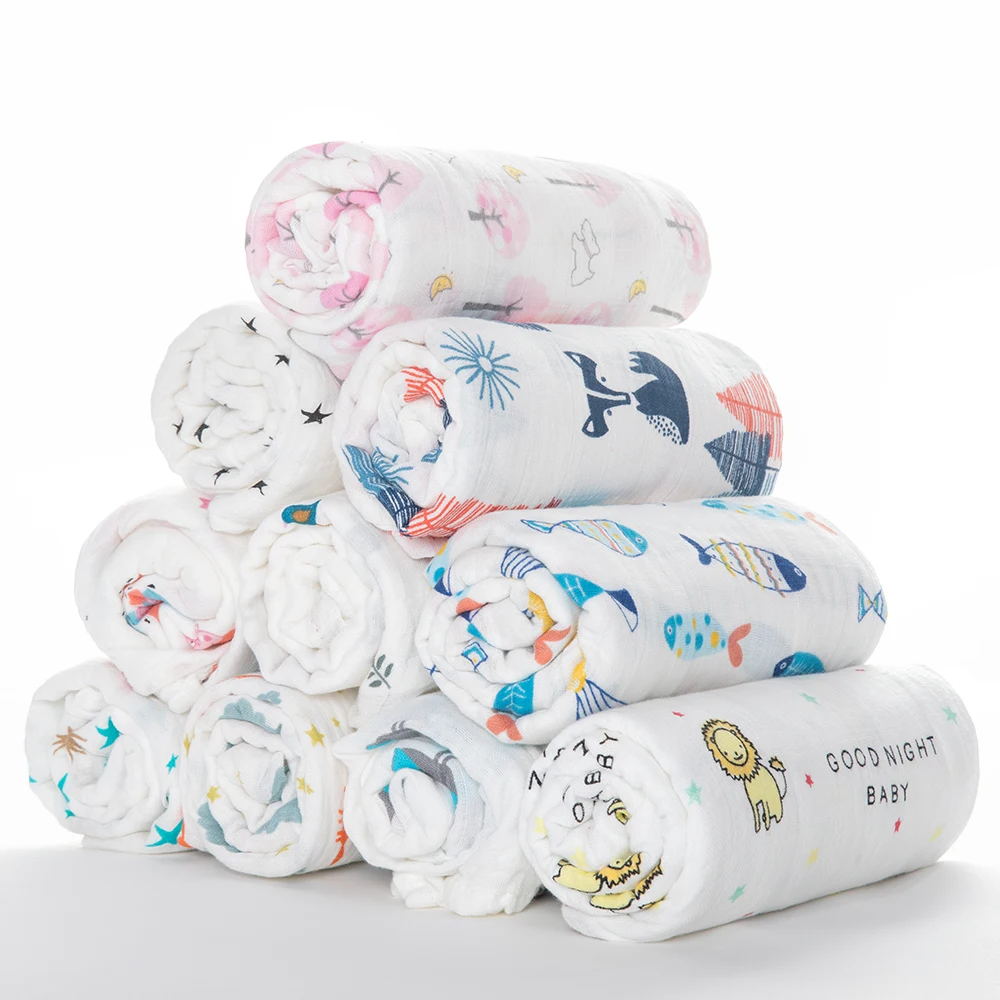 Custom Print Bamboo Cotton Swaddle Blanket Baby Muslin Buy Cotton