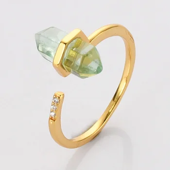 SS213S Green Crystal Herkimer diamond cutting moissanite Energy Crystal Silver Ring Designs for Girl