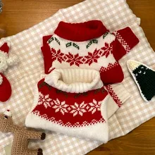 Factory Customized XL Green Knitted Pet Cardigan Sweater Multicolor Christmas Print Designer Pet Clothes for Spring Season