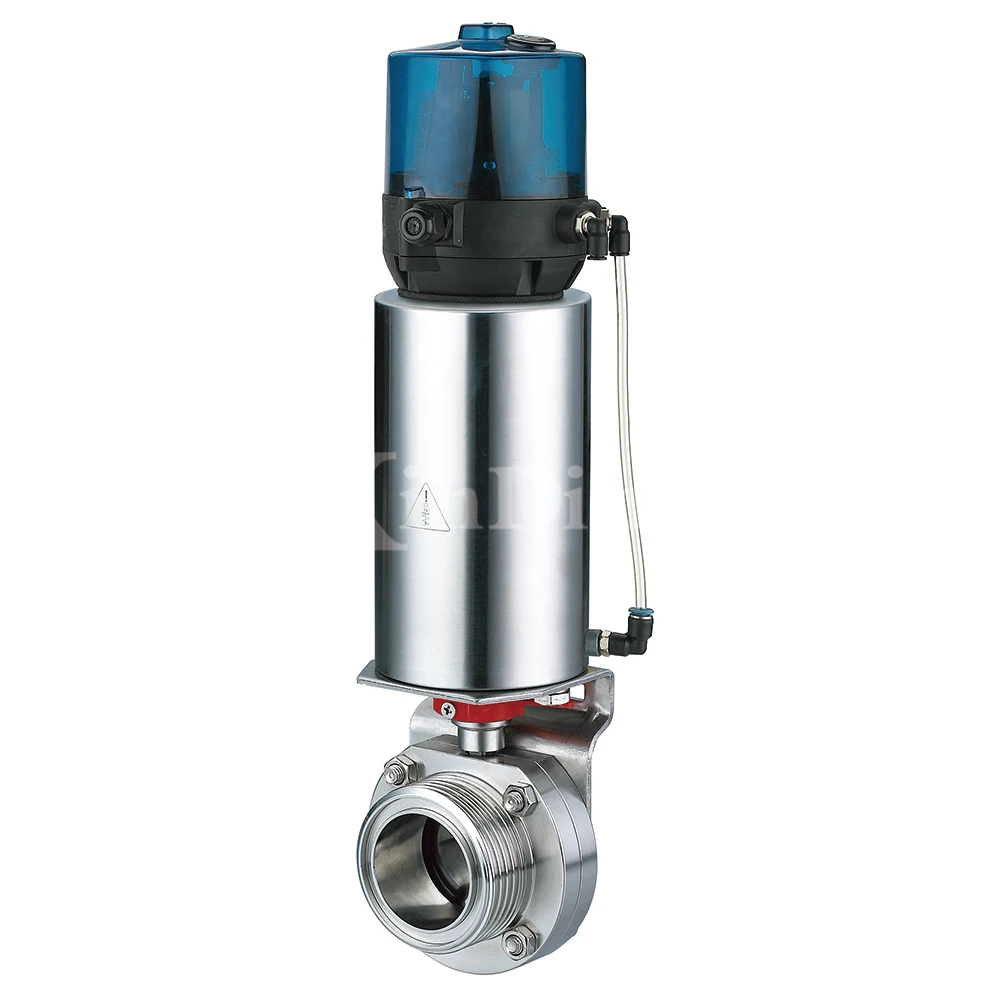 Санитарный клапан-бабочка из нержавеющей стали с наружным зажимом и резьбой