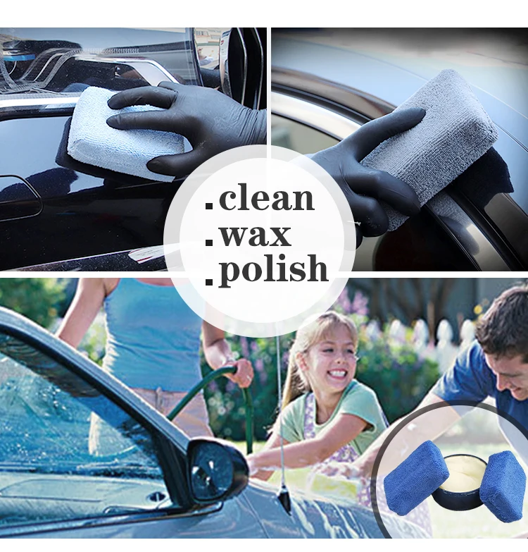 Customized Blue Absorbent Scratch Proof Car Wax Cleaning Sponge