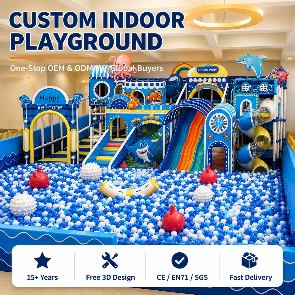 Ocean Theme Commercial Indoor Children's Naughty Castle Soft Play Alloy Metal Ball Pool Slide CE ASTM Certified Shopping Center