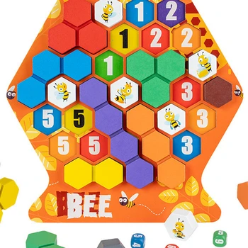 Unisex Wood Montessori Children Concentration Training Logical Thinking Puzzle Beehive Construction Parentchild Interactive Game