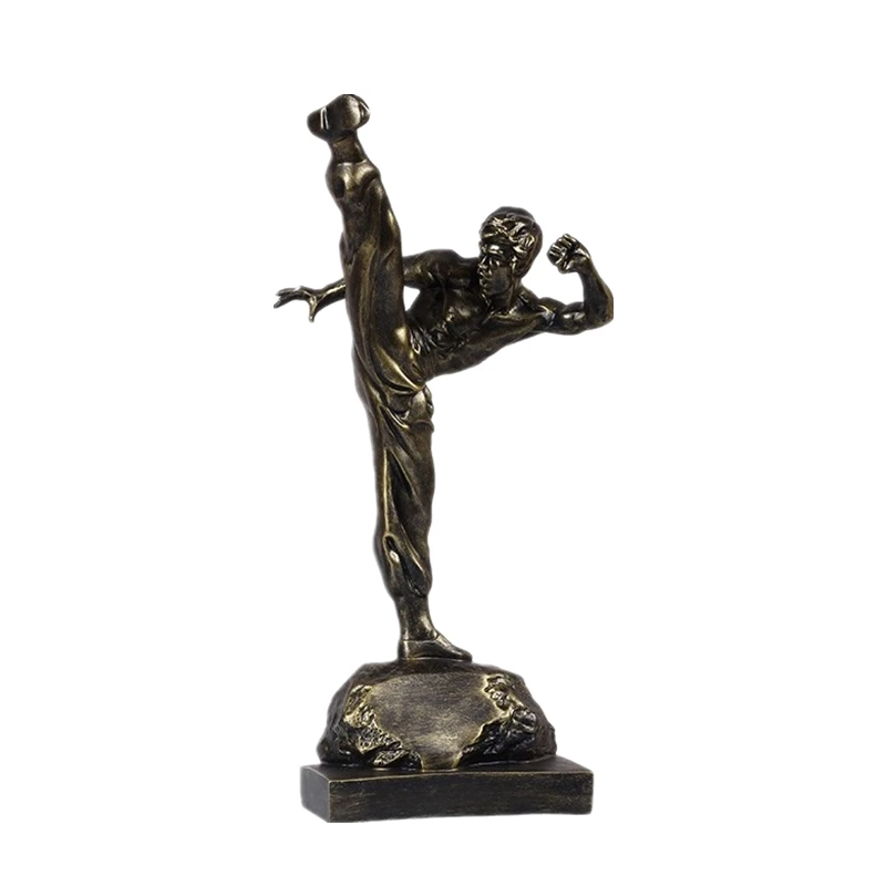 Shunxu Resin Kung Fu Kicking Pose Trophy Martial Arts Award Statue Supplier Wholesale