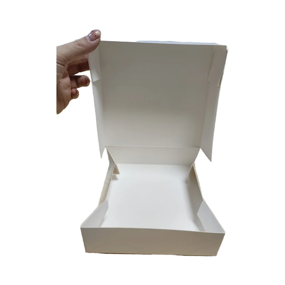 Custom Design Paper Cardboard Box Package Four Six Corner Glued Foldable Paper Cake Box