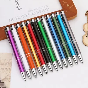 Popular Personalized Pens with Custom Logo Advertising Metal Ball Pen Promotion Aluminum Ballpoint With Clip Retractable Pens