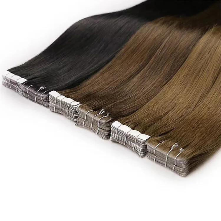 Invisible Tape Ins I Tape Extensions Full Shine Brown Tape  display picture 1