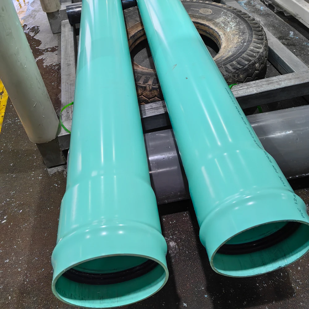 PVC SDR35 Sewer Pipe with Rubber Gasket 600mm Underground Green Pipe with Flush End