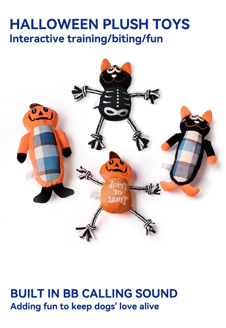New Cross-border Pet Christmas Halloween Necessities Gnawing Teeth Interactive Plush Toy Smiling Monster Doll factory