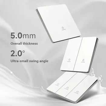 250V PC ultra thin switch uk standard wall switches Electric Power 1/2/3/4 Gang 1/2 Way ultrathin light switch