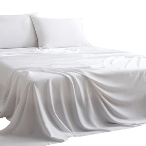 Luxury Egyptian Cotton 100% White Bed Sheets 300TC Double and King Sizes Plain Style for Hotel Bedding Set