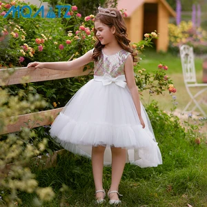 MQATZ New Fashion Kids Ball Gown Girls Communion Dress Flower Girls Trailing Sequined Wedding Dress T5386