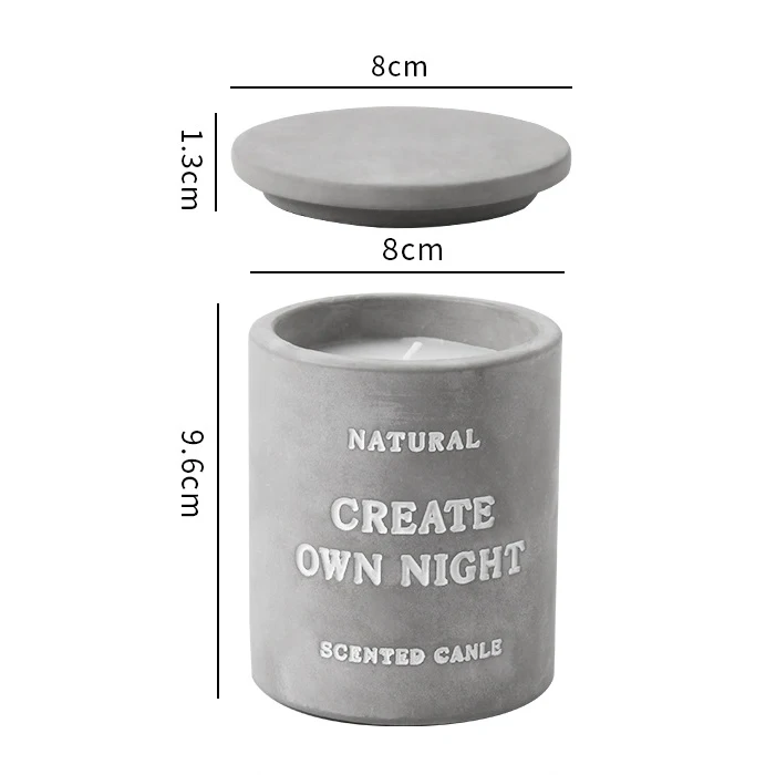 Wholesale Matte Concrete Candle Jar Custom Printed Cement Candle Jars