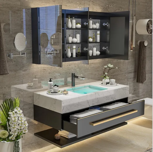 Modern Furniture Wall Mounted Double Washbasin Bathroom Cabinets