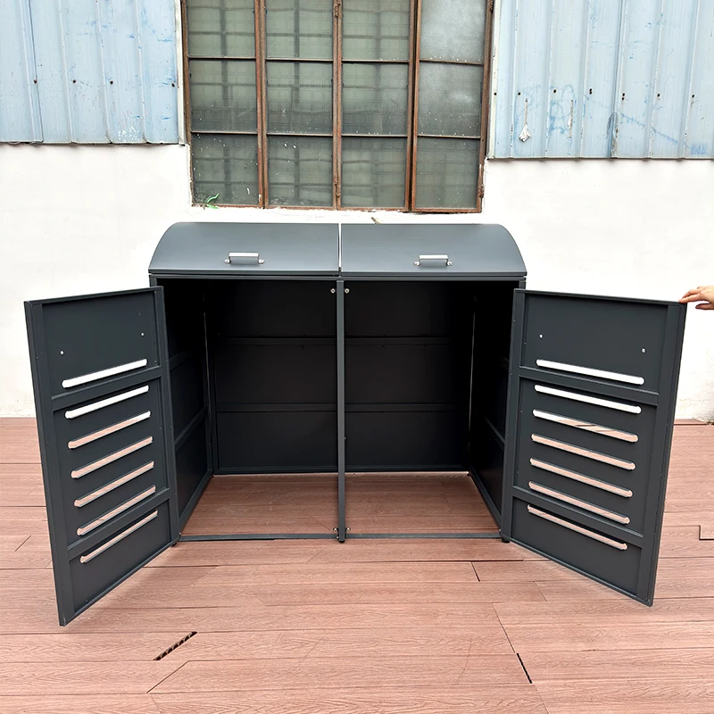 Customized Galvanized Steel Garbage Bin Storage Garbage Big Container Metal  Garbage Bin Billboard Hotel 2 Compartment Trash Can