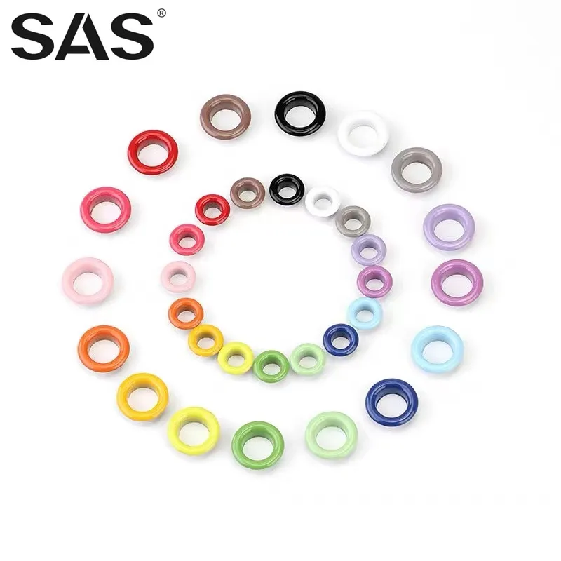 SAS высококачественные круглые многоцветные металлические латунные люверсы с индивидуальным логотипом оптом