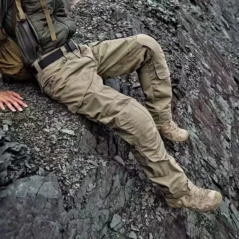 Men's Outdoor Tactical Pants Resistant Nylon Cargo Pants Knee Pads for Training Camping Wear Uniform for Sports Recreation