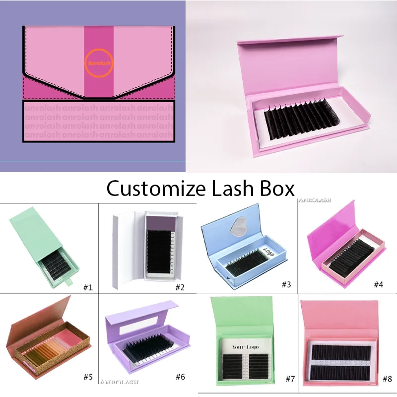 Anrolash Lash Tray Eyelash Extension Soft Volume Eyelash Trays Wholesale Private Label Matte Black Velvet Individual Lashes