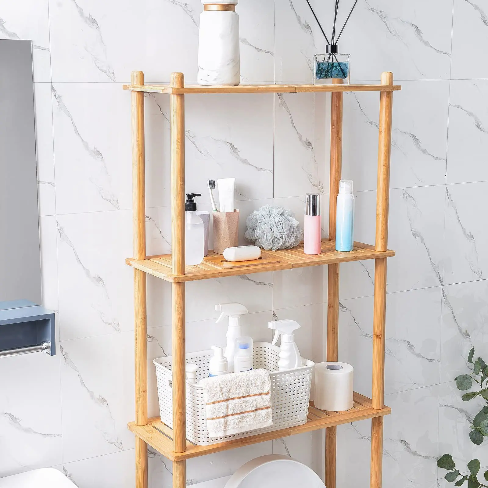 Bamboo Over The Toilet Storage Shelf Over Toilet Bathroom Organizer