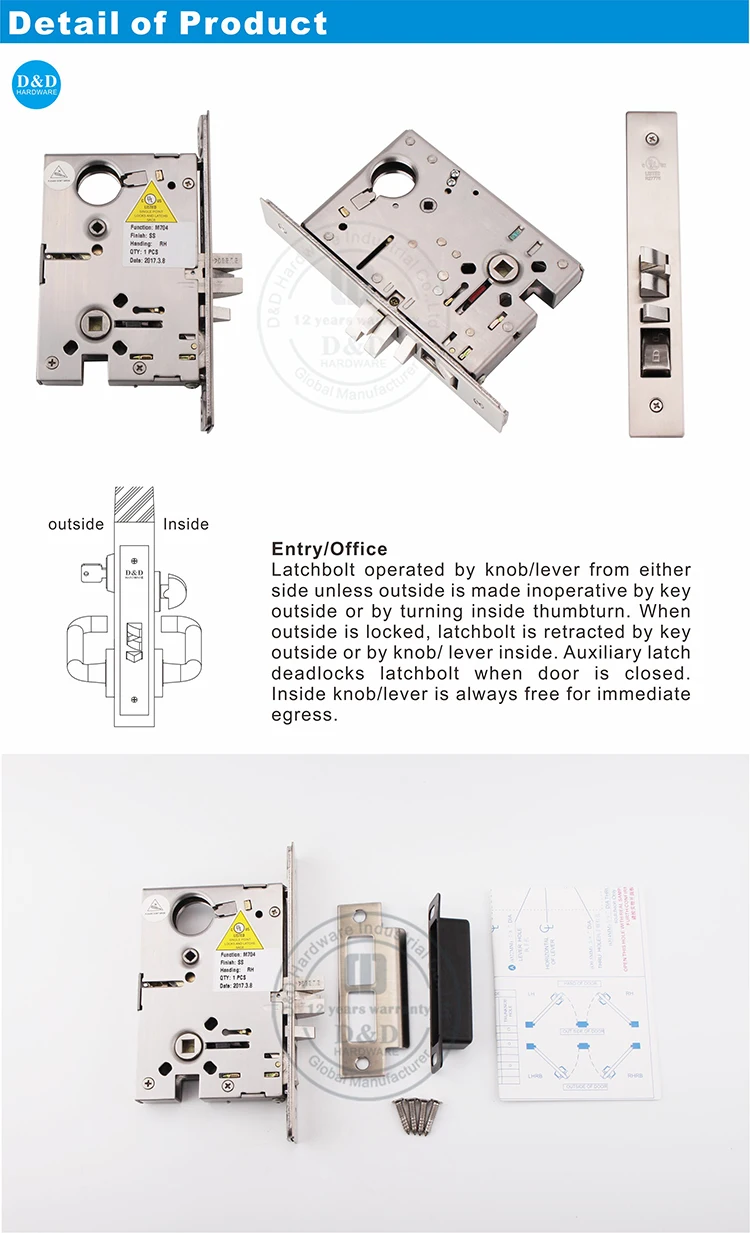 American Ansi/bhma A156.13 Grade 1 Highest Security Ul Listed Office