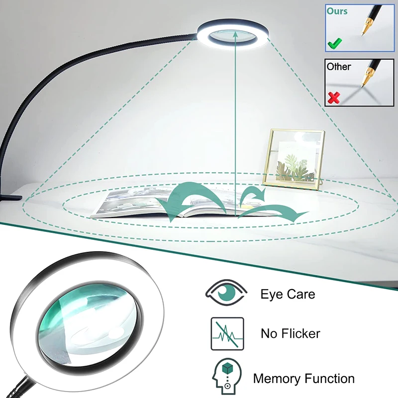 Reading Crafts Sewing 10X Magnifying Glass Desk Lamp With 3 Color Modes  Stepless Dimmable Clamp - Buy Reading Crafts Sewing 10X Magnifying Glass  Desk Lamp With 3 Color Modes Stepless Dimmable Clamp
