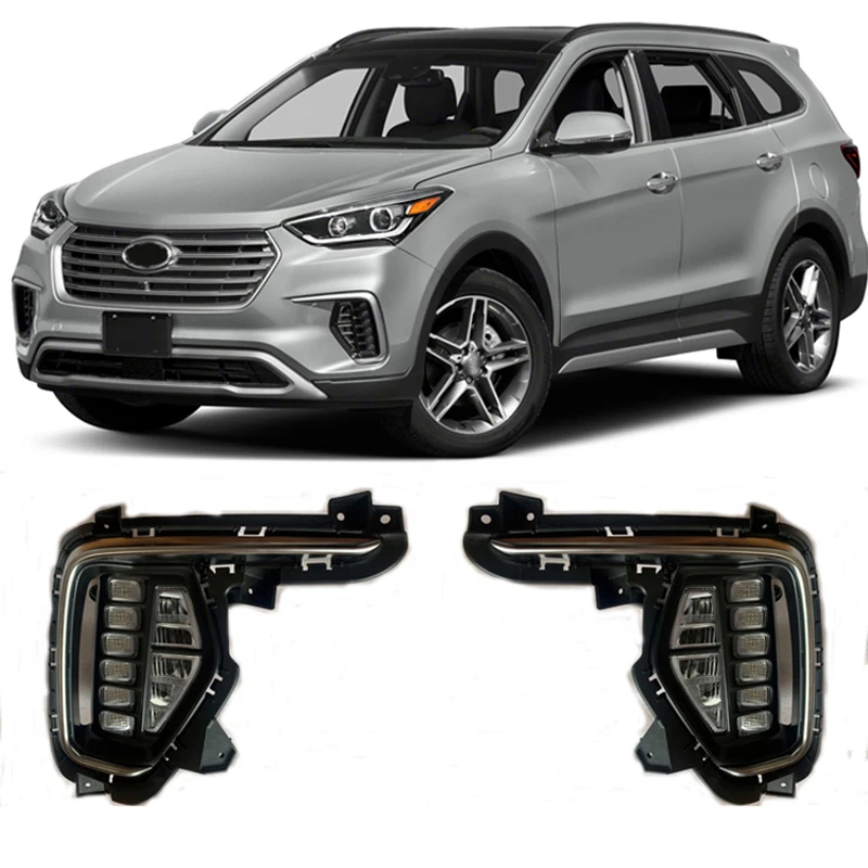 Fit for Santa Fe 2017 2018 2019 Led Fog Light DRL