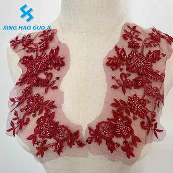 Spot wholesale front collar decorative mesh embroidered beads collar flower accessories