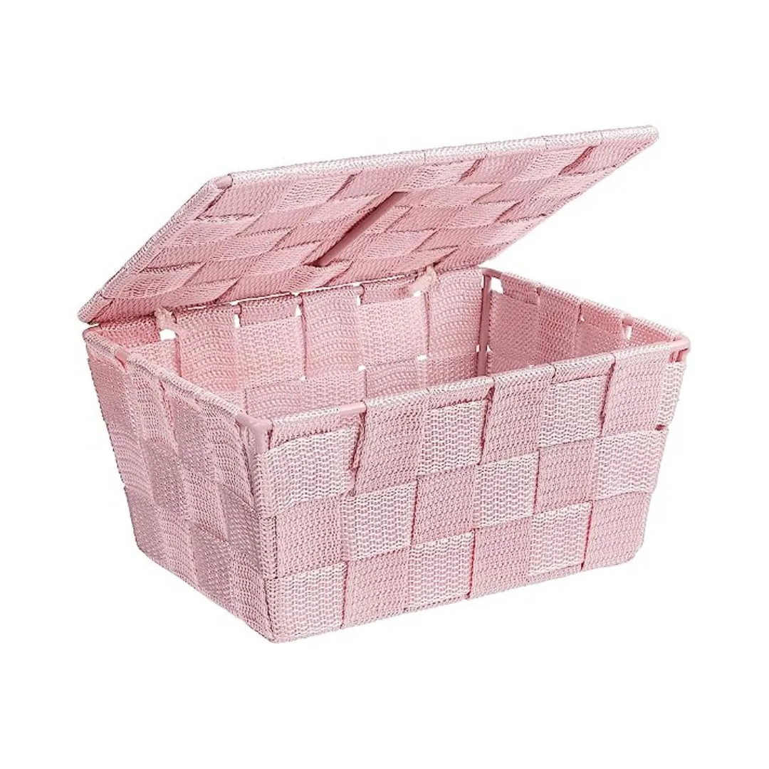 Storage Basket With Lid In Rattan Look Buy 100 Polypropylen