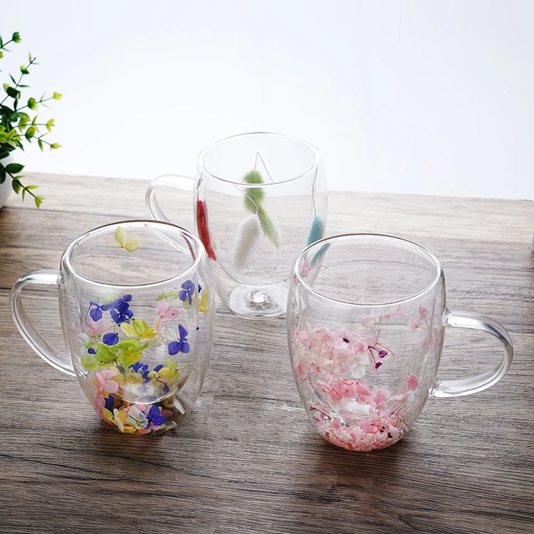 Hot Selling holiday gift Ins Style High Borosilicate double wall glass cup manufacture