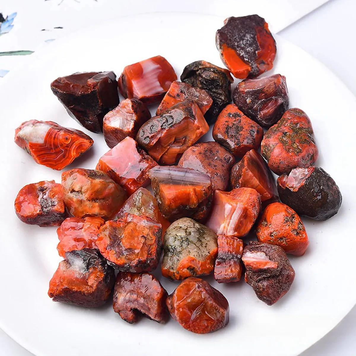 Natural Carnelian Irregular Raw Ore Nature Agate Rolling Stones Unpolished Carnelian 100g Per Bag