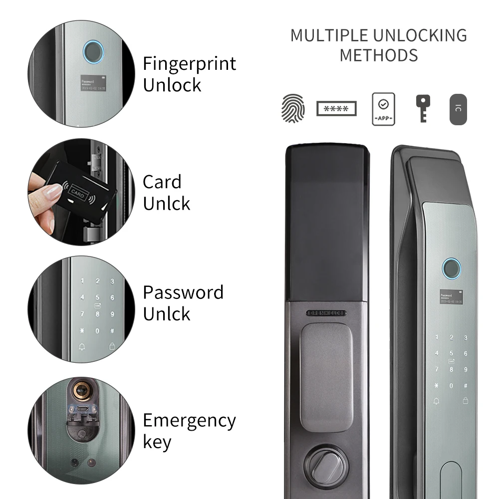 Tuya Intelligent Lock WiFi App Remote Unlock Automatic Fingerprint Password Key Card Lock Smart Home Door Lock