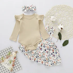New Arrival Fashion Comfortable 100% organic cotton autumn long sleeve baby girl dress set