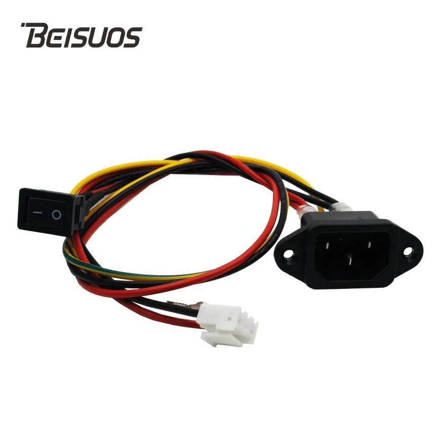IEC 320 C14 Power Socket with On-Off Rocker Switch Connector Plug with Processing Cable