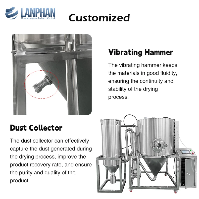 Laboratory Scale Syrup Milk Fruit Honey Food Powder Spray Dryer 10Kg