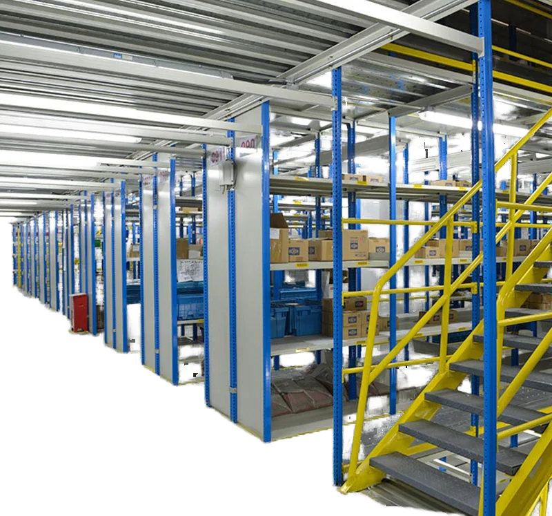 Warehouse Mezzanine Floor Steel Storage Multi-Level Industrial Rack with  LIFT and RAL Colour System Adjustable