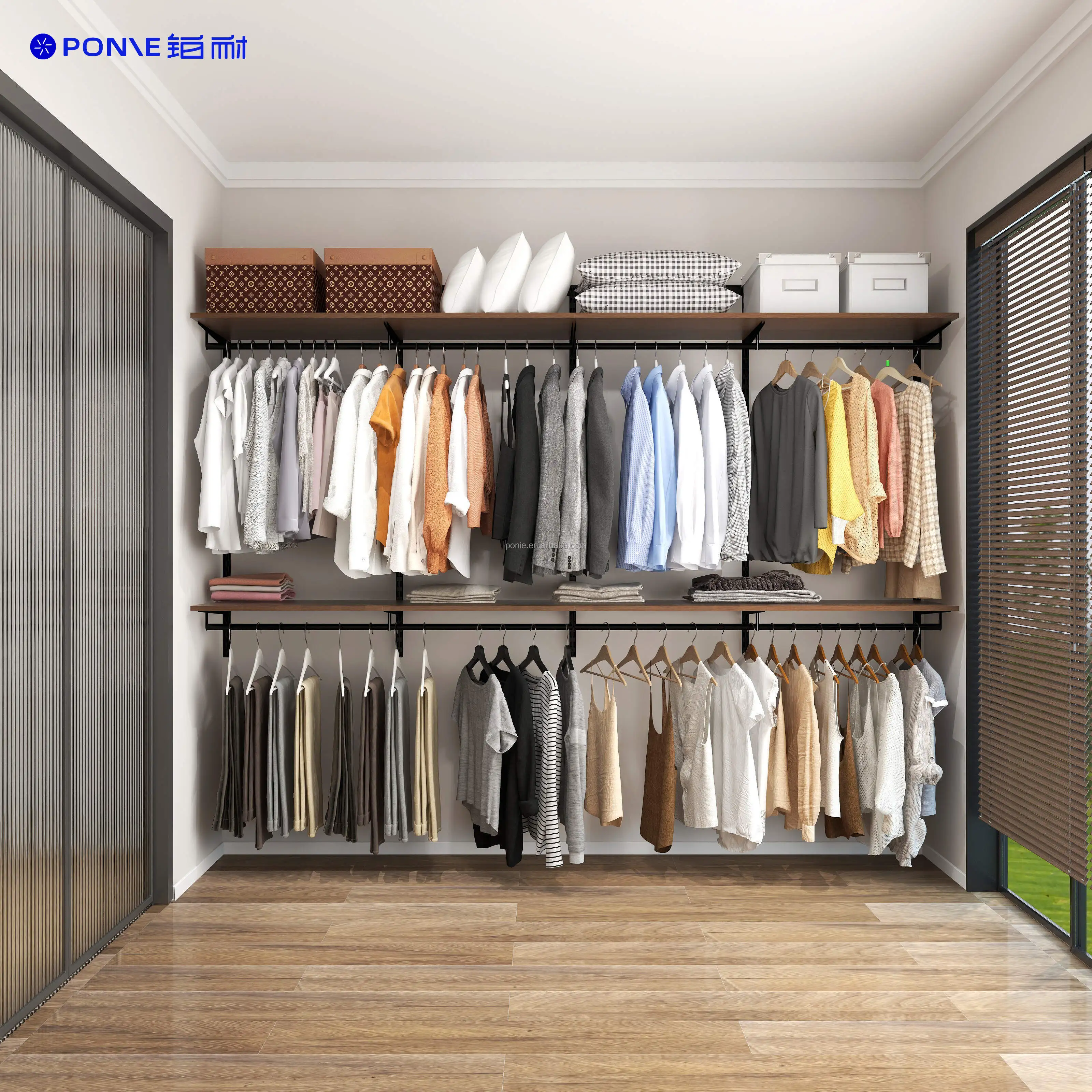 Factory Customized Large Solid Wood Wardrobe Basket Shoe Rack Storage Cabinet Metal Frame with Door and Lock for Home Villas