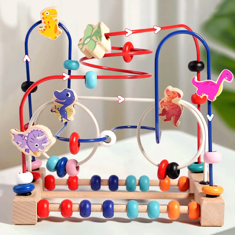 Früchte-Perlen-Spiel pädagogische Bausteine Spielzeug Baby Holzfrüchte Tiere Perlen-Labyrinth-Spiel für Kinder pädagogisches Sinnesspiel