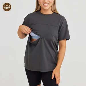 Custom Charcoal MAMA's Tee Oversized Fit Breastfeeding Maternity Nursing T Shirt