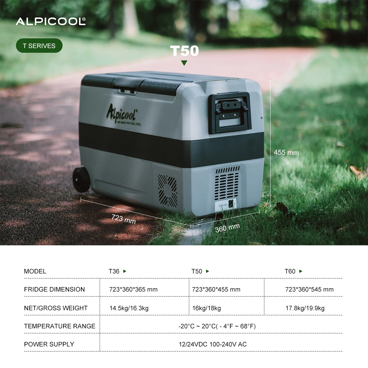 Alpicool T50 Portable Fridge Freezer - Dual Zone Cooling