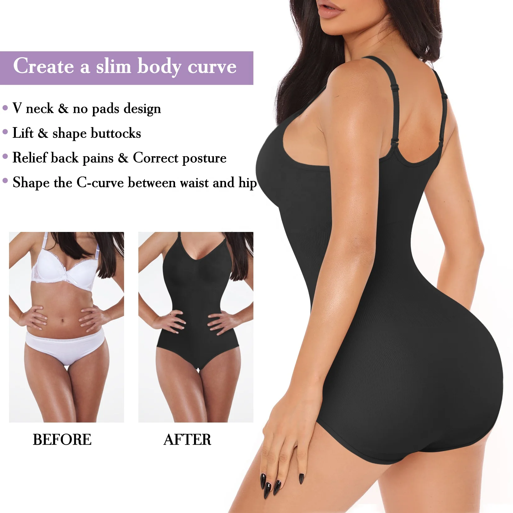 Brabic Shapewear Slimming Sculpting Bodysuits For Women Tummy Control