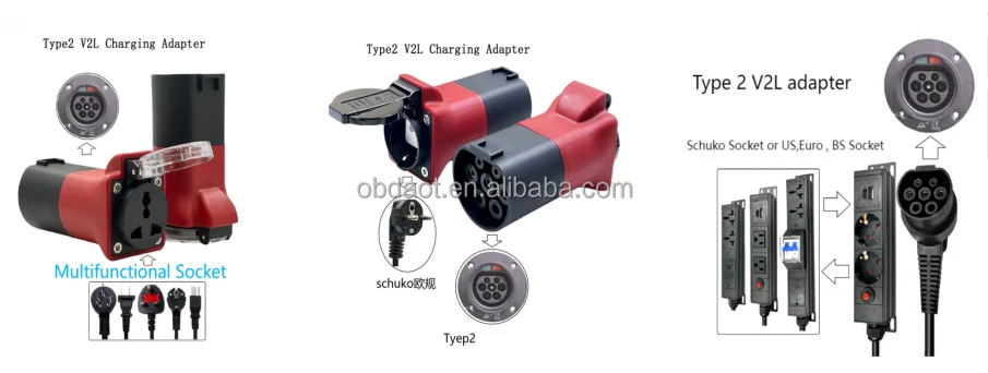 Type2 to 2 way EU standard socket MG ZS MG5 MG4 Marvel V2L Vehicle to Load Cable Adapter Discharge EU details