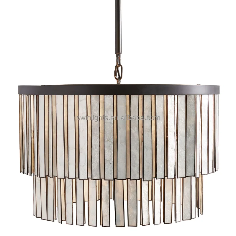 New Design Capiz Shell Round Chandelier Light for Bedroom Dinning Room Living Room