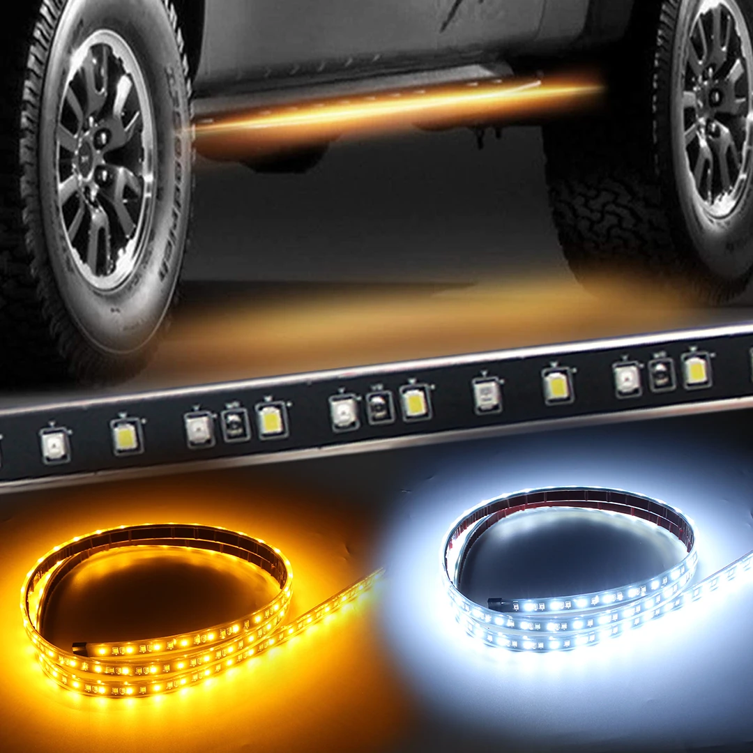 2PCs Truck LED Running Board Lights Sequential Amber Led Side