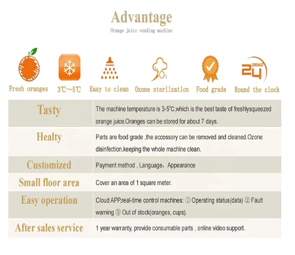 High Quality Automatic Fresh Orange Juice Making Smart Vending Machine For Sale