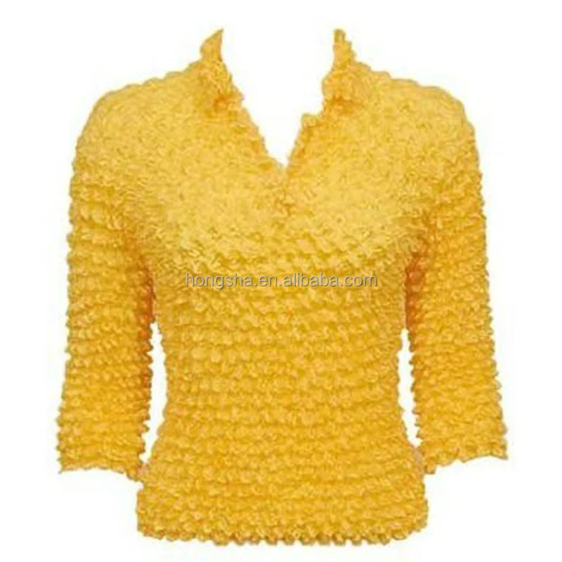 Wrinkle-free Collared Neck Popcorn Shirt Hst031 - Buy Popcorn Women Casual  Shirts,Collared Neck Popcorn Wear,Popcorn Shirt Product on Alibaba.com