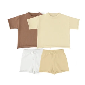 Best Sell Wholesale Top Quality 100% Cotton T-shirt Summer Short Sleeve Kids Suits Boys