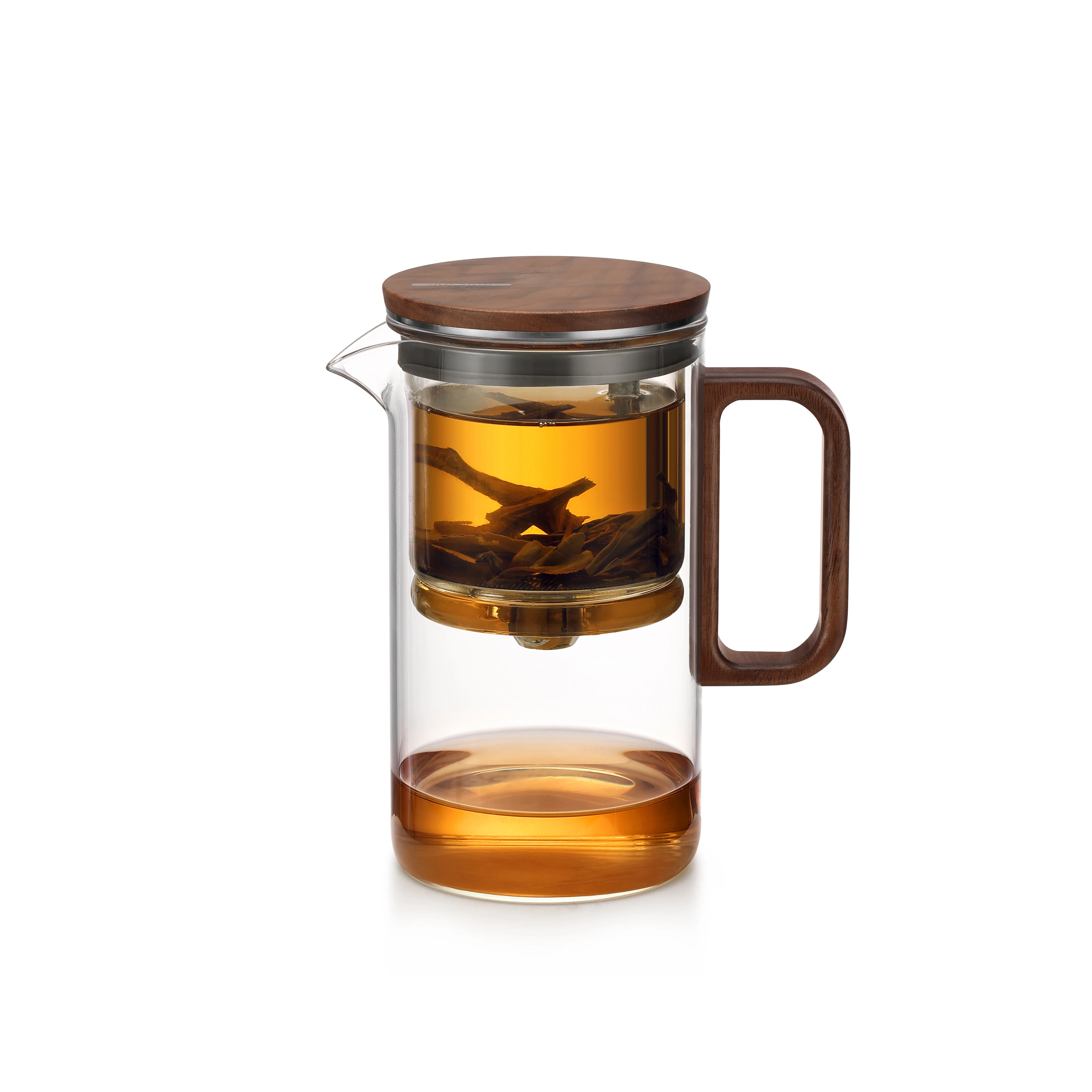 Customize Logo Magic Bonston Glass Infuser Teapot Wooden Lid Tea Pot ...